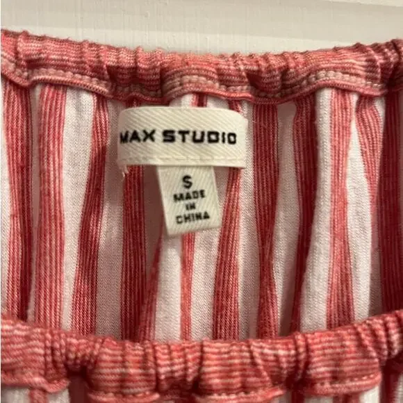 Max Studio Red and White Striped Puff Sleeve Blouse Top Size Small S - Picture 3 of 4